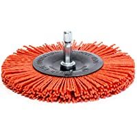 S&amp-R Cepillo Circular de Nylon 100 mm AGRESIVO para madera y metal. Vástago hexagonal 1-4&quot- (6.35 mm)